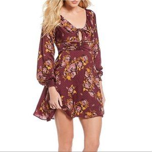 Free People Womens 10 Purple Floral Long Sleeves M